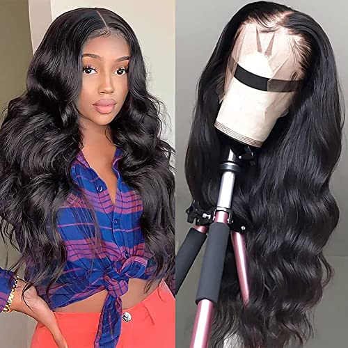 QTHAIR 14A Human Hair Lace Front Wigs 24  Lace Frontal Wigs for Black Women Pre Plucked With Baby Hair Body Wave Brazilian Virgin Hair Natural Black Color