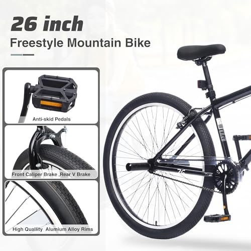 26 Inch Freestyle Bike for Teens and Adult Bikes, BMX Bike