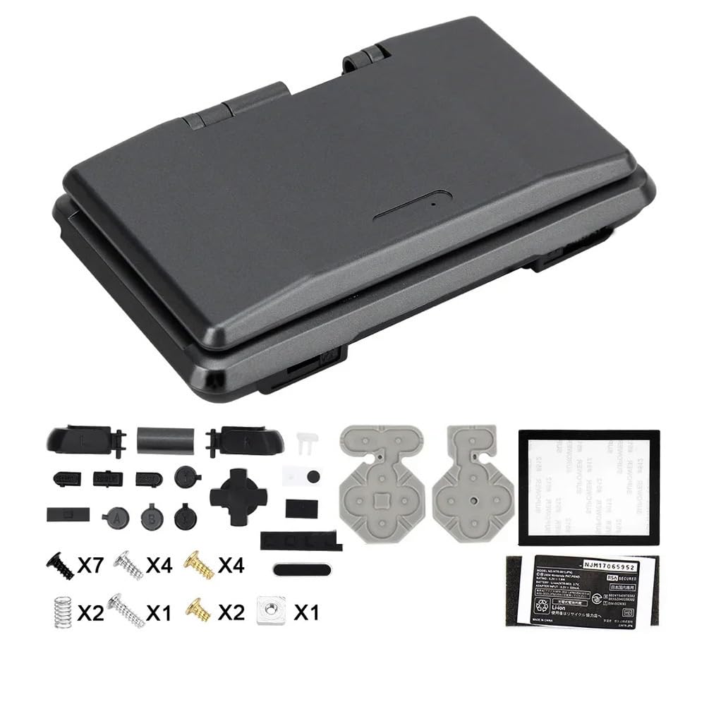 Replacement Full Housing Shell Case Kit Cover for Nintend DS NDS Game Console Repair Parts (Black)
