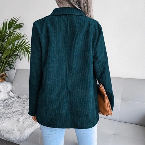 QWENTMTNTY Corduroy Jacket Women Oversized Plus Size Double Breasted Shacket Vintage Casual Lapel Corduroy Blazer Outerwear2