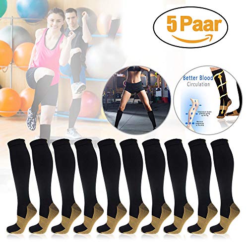 5 Paar Kompressionsstrümpfe/Kompressionssocken/Compression Socks/Strümpfe Kompression/Laufsocken/Thrombosestrümpfe/für Damen Herren, Sport (XXL (EU 44-47)) Cover