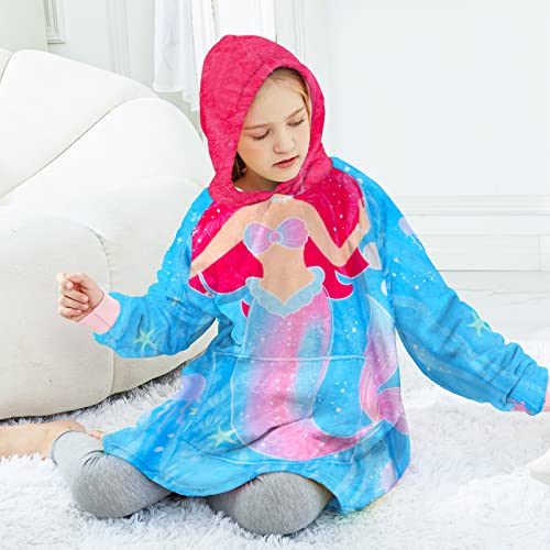 Kids Wearable Blanket Hoodie For Kids Girls, Oversized Sweatshirt Blanket, Super Warm Fleece Hooded Blanket With Pocket, One Size Fits All #TOP2