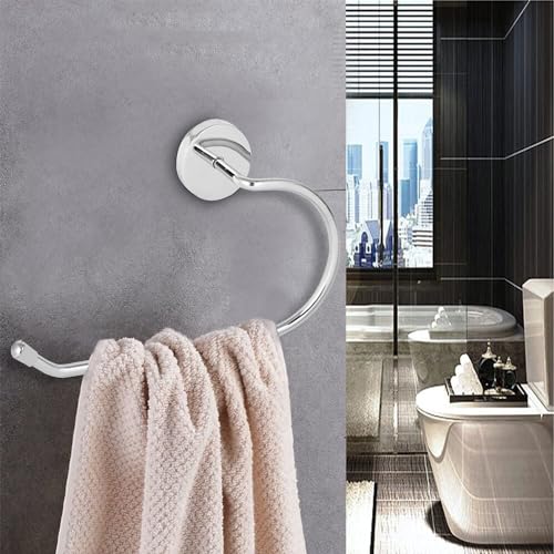 Image of Zureni Stainless Steel Towel Ring for Wash Basin Napkin Holder and Hand Towels Hanger Bathroom Accessories Home & Kitchen (Pack of 1, Half Oval Shape)