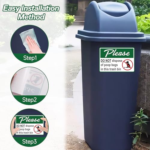 Image of 2PCS Please Do Not Dispose Poop Bags in This Trash Bin Stickers, Self-Adhesive Weatherproof Vinyl Do not Throw Dog Poop Bag in The Trash Sign, Trash Can Stickers for Home，House，Yard，Restaurant
