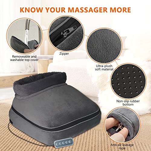 Neuksso Shiatsu Foot Massager Machine, 2-In-1 Foot And Back Massager With Heat, Kneading Foot Massager With 3 Adjustable Heating Levels, 15/20/30 Mins Auto Shut-Off Foot Warmer For Home/Office (Gray) #TOP5