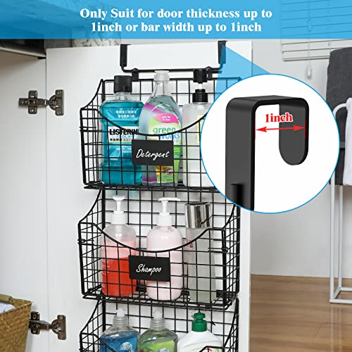 Over The Cabinet Door Organizer 4 Pack, Over Door Storage Basket With Name Plate Hooks For Cutting Board Foils Cookie Sheet, Grid Storage Bin Basket Holder Rack For Kitchen Pantry Bathroom #TOP4