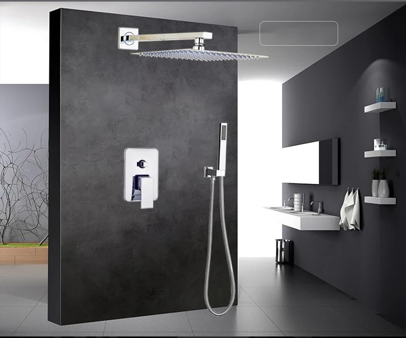 Robinet de douche avec douchette à main ensembles de douche encastrés chrome