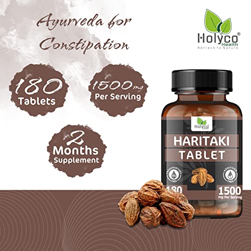 Image of Haritaki Tablet -180 Tablets (Pack of 2) | Known as Harde, Harad, Kadukkai, Himaj tablets | Natural, No Additives and Preservatives