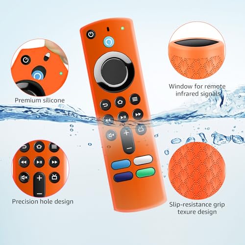 Image of (2 Pack) Onebom Silicone Protective Remote Cover, Anti-Slip Remote Control Case with Black Lanyard(Glow Green&Not Glow Orange)