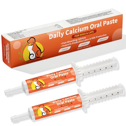 Riteeu Oral Calcium Supplement for Whelping Dogs & Cats Fast-Absorbing Calcium Paste Supports Labor & Milk Production with Vitamin D3 & B6 for Enhanced Absorption 30 ml (2-Pack)