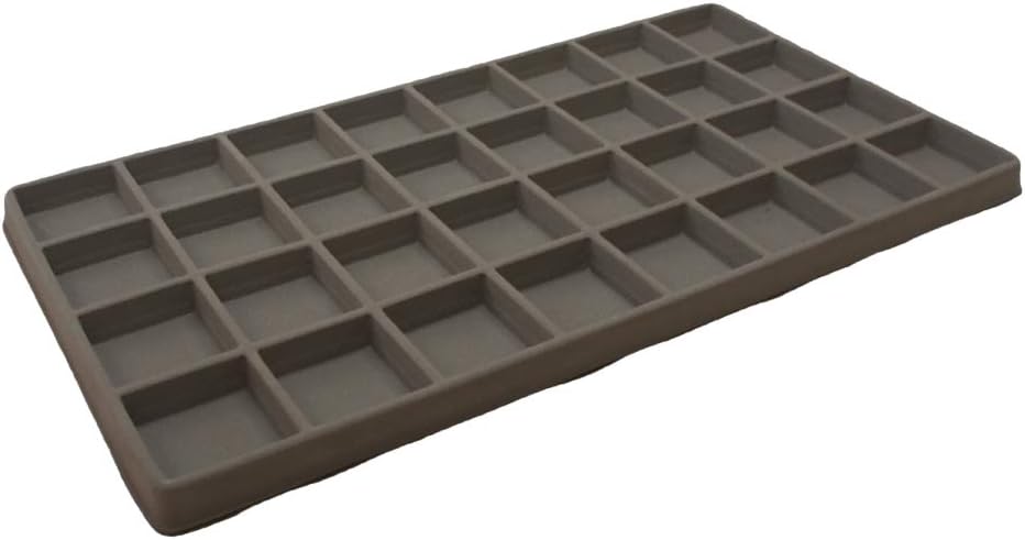 N'icePackaging - 32 Slot (1 5/8" x 1 3/4") Flocked Storage Tray Inserts - for Merchandise Jewelry & Organization - 14 1/8" x 7 5/8" x 1/2"