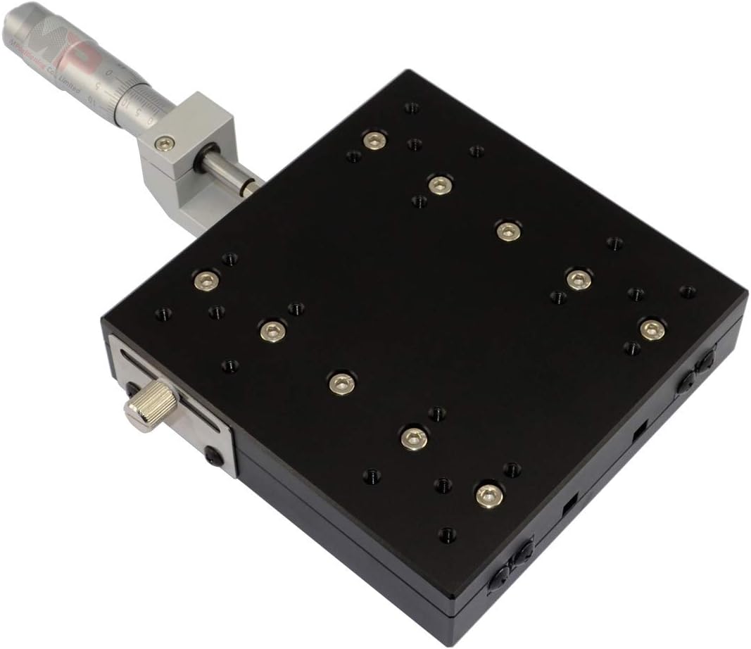 Linear Translation Stage, MPositioning T125X-25C Precision Manual X Axis Stage 25 mm Travel Micrometer in Center 125 x 125 mm Platform 15 of Loading