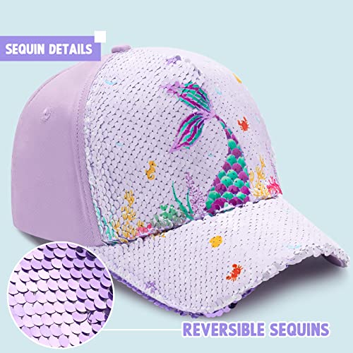 Baby Girls Baseball Cap Toddlers Baseball Hat Baby Girls Snapback Cap Adjustable Trucker Cap For Kids Ages 4-8 Years Girls Cute Visor Hat With Mermaid #TOP2
