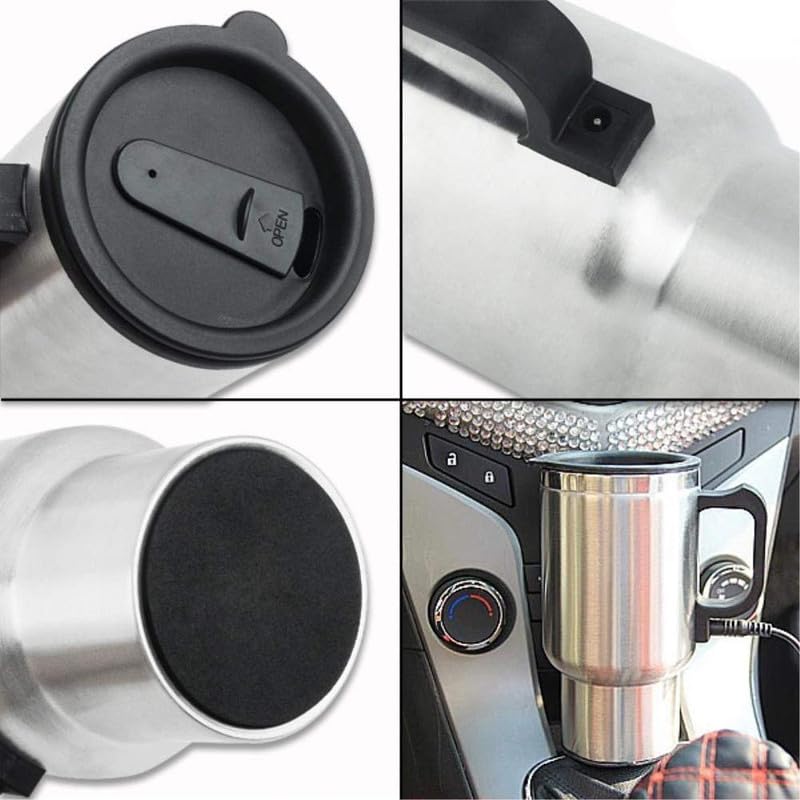Image of Electric Heating Car Travel Kettle 12V | Stainless Steel Portable Mug | Perfect for Hot Beverages While Traveling (1 Pcs)