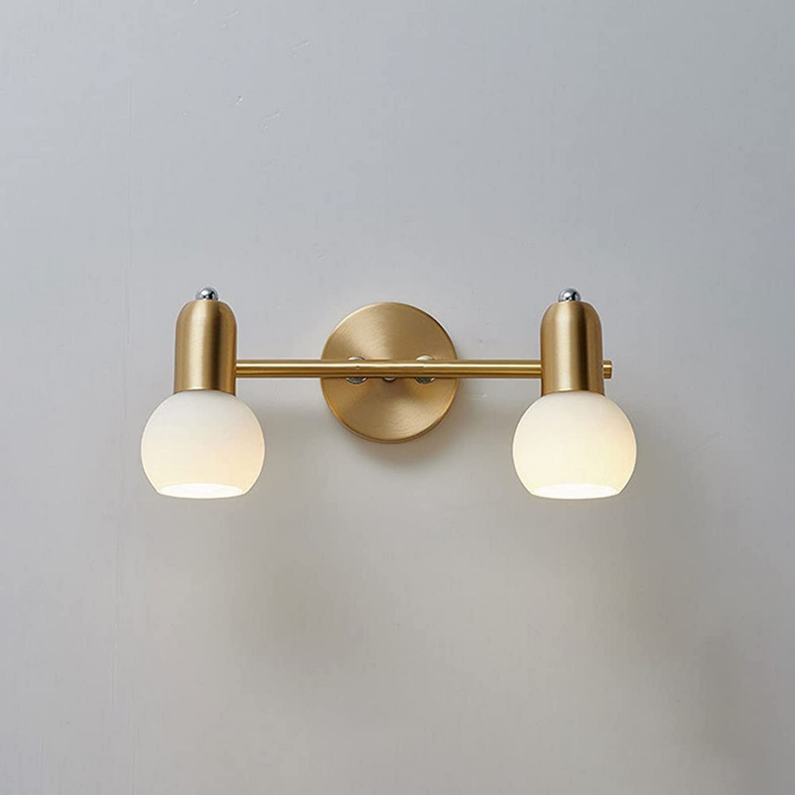 CWCQGH Wall Sconces, Mirror Light Brass Vanity Light Mirror Front Lamp, Copper Bathroom Sconce Lighting Fixture, Glass Shade Makeup Mirror Lights, Vanity Mirror Lamps Compatible,2 light