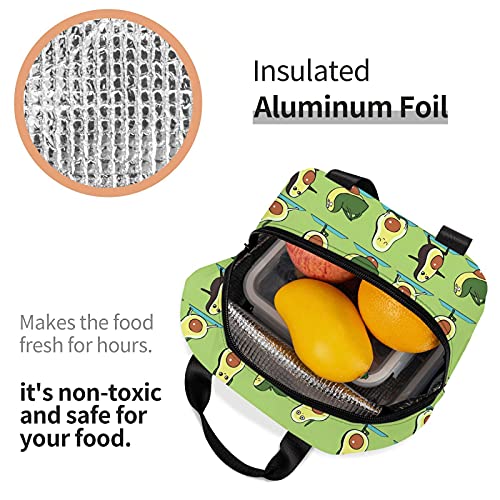 Carati Insulated Lunch Bag Reusable Lunch Box Women Men, Cooler Lunch Boxes Waterproof Lunch Tote For Picnic Office Work, Cute Avocado Print #TOP4