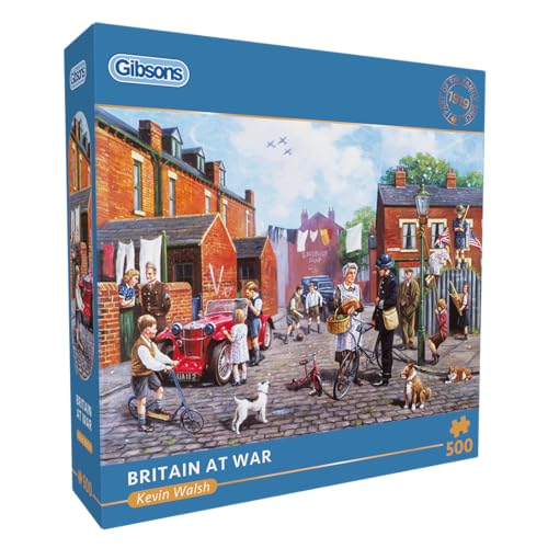 Gibsons Britain at War 500 Piece Jigsaw Puzzle for Adults – Nostalgic WWII Community Scene by Kevin Walsh – Premium Sustainable Puzzle Made in the UK/EU