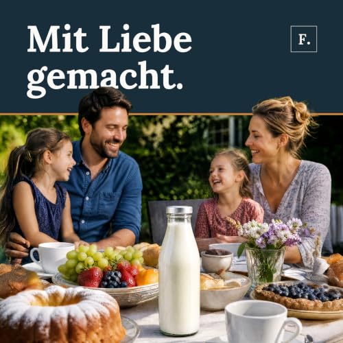 Foto von Flaschenbauer - Milchflaschen 500ml 8er Set - Glasflaschen zum Befüllen, weiße Glasflasche mit Twist-Off Deckel & Ersatzdeckel, Saftflaschen, Smoothie Flasche, Vorratsflaschen - Made in Germany