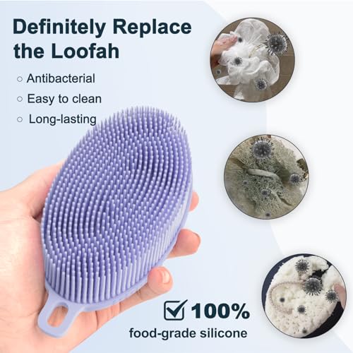 FREATECH 3-Pack Silicone Body Scrubber, Gentle Exfoliating Bath Shower Body Cleansing Brush, More Hygienic Than Loofah - Image 3