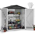 DWVO 6x4ft Storage Shed for Outdoors, Metal Sturdy Weatherproof Tool Locker with Secure Door and Ventilation for Equipment, Mowers, Bikes, Outdoor Spaces, Dark Gray