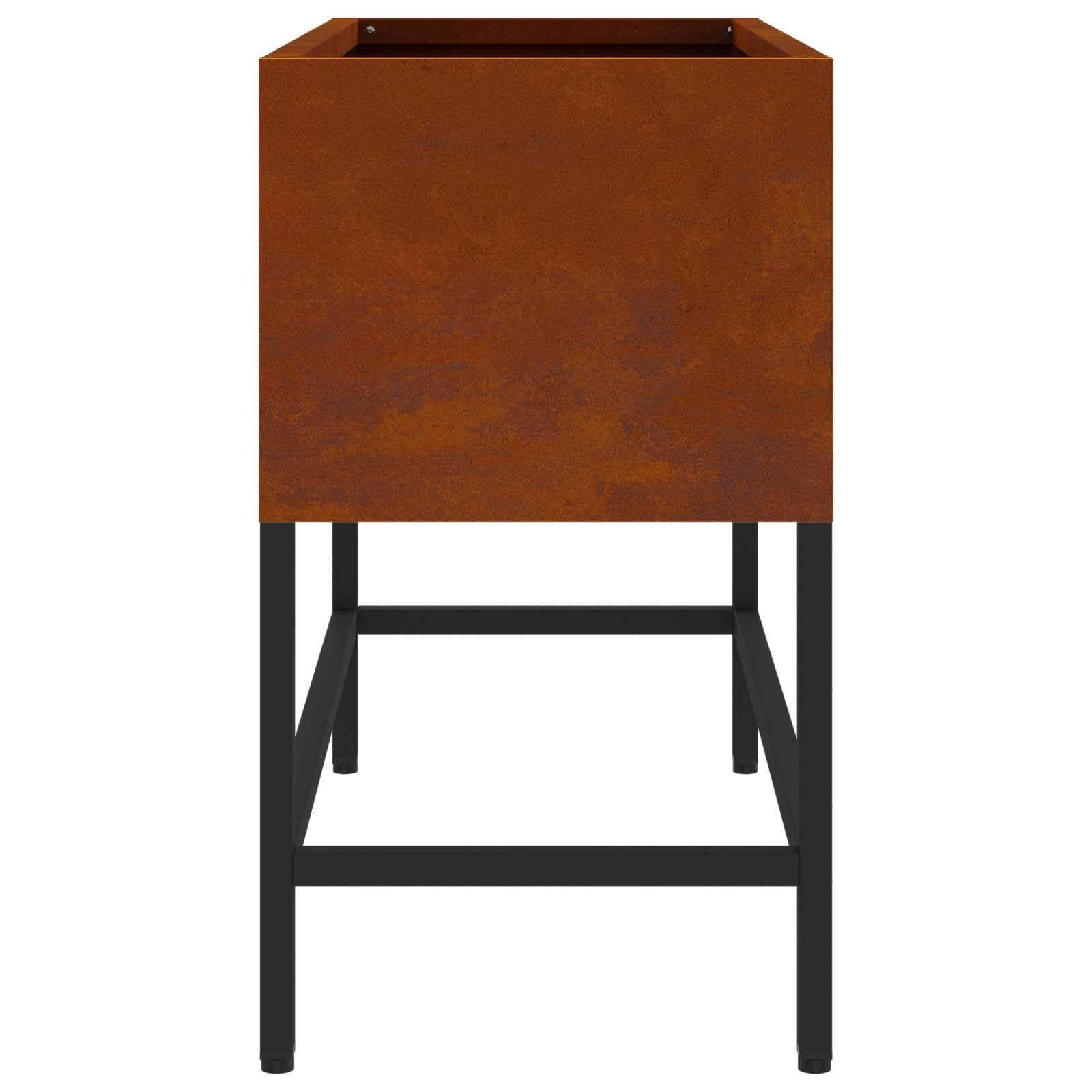 Podwyższona doniczka ogrodowa Rdzawy 60 x 26 x 45 cm, prostokątna metalowa donica na kwiaty zewnętrzna, odporna na UV i warunki atmosferyczne, nowoczesny design do ogrodu tarasu montaż i czyszczenie
