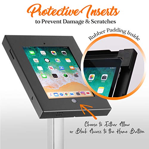 Image of Pyle Home iPad Compatible Tablet Stand, Tamper Proof Screen Holder, 27.56'' - 43.31'' Adjustable AntiTheft Floor Stand, Works With 9.7'' Touchscreens, Cable Management, Durable Design For Public Use