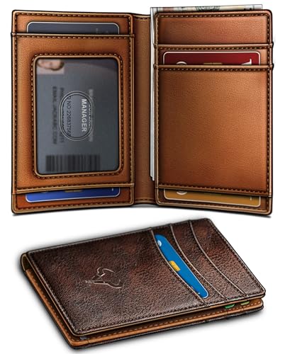 Image of BULLIANT Slim Wallet For Men 12Cards,Magnetic Flip Build-in Money Clip Airtag Compatible-RFID Blocking