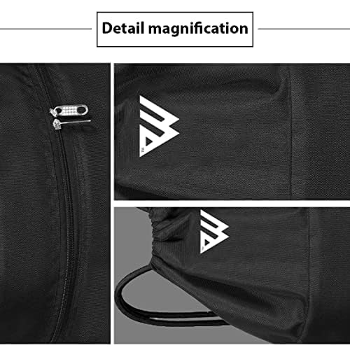 WESTWOOD FOX WFX Drawstring Bag String Waterproof Sport Gym Sack Backpack for Women Men PE Bag Outside Pocket Zipper School Beach Holidays Swimming Travel (Jet Black) - Image 3