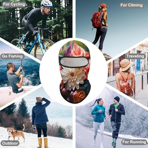 Balaclava para hombre con estampado floral, máscara facial para esquí, ciclismo y deportes de invierno miniatura 6