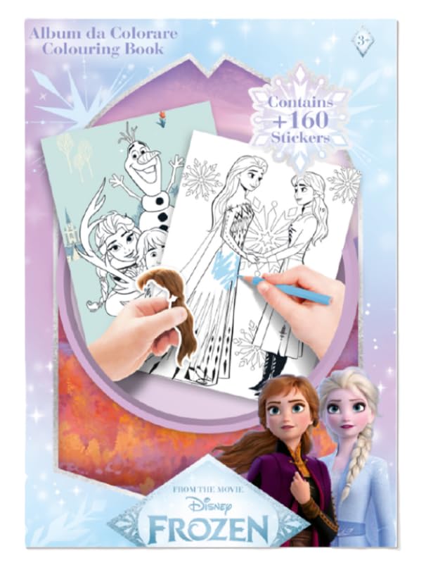 Album da colorare Frozen con Stickers Inclusi, Libro da colorare per bambini, Formato A4, Attività creative con Elsa