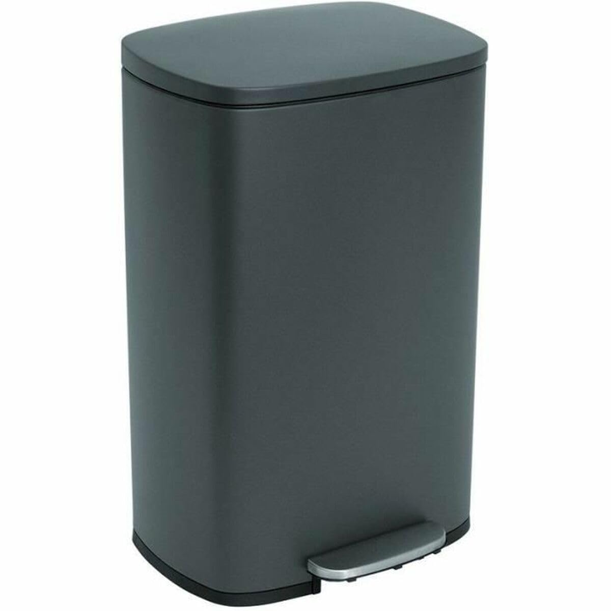 KITCHEN MOVE Poubelle de cuisine à pédale 50L Design ADMIRAL Gris mat en acier Inox avec seau et fermeture douce