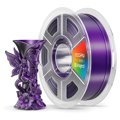 Image of YOOPAI Dual Color Silk PLA Filament 1.75mm, Two-Tone Coextrusion PLA 3D Printer Filament, Shiny Color Change Finish, Enhanced Formula for Stable Printing, 1kg Spool, Black Purple