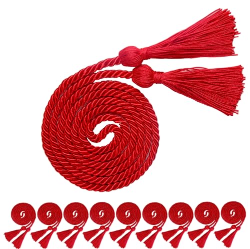 10 Pieces Red Graduation Honor Cords for Graduation 2025 National Honors Society Red Cords Bulk