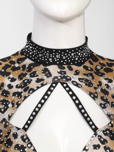Unitard de gymnastique rythmique à découpage imprimé et dos bas