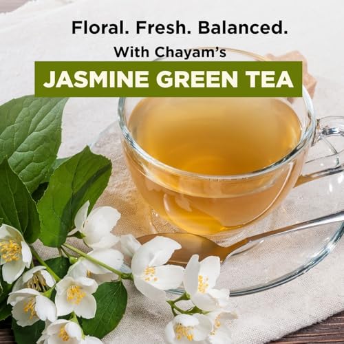 Image of Chayam Jasmine Green Tea | 50g Loose Leaf with Real Jasmine Flowers & Natural Aroma | Antioxidant-Rich Detox Green Tea for Stress Relief & Relaxation | Premium Wellness Tin