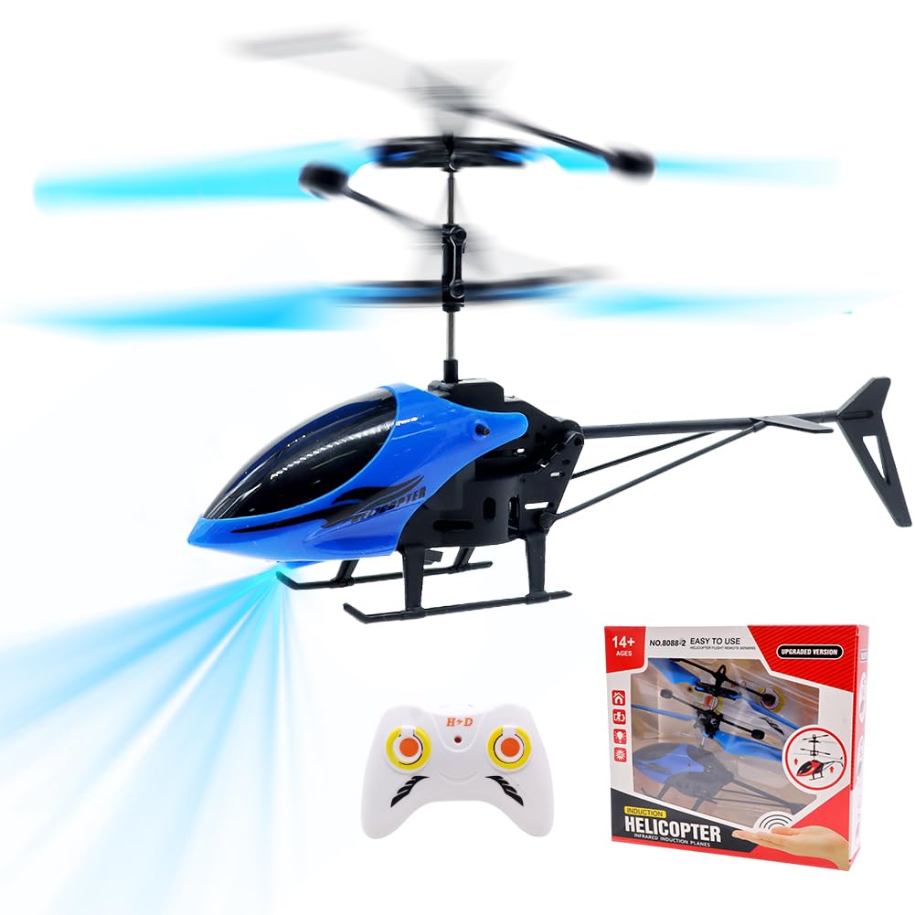 WFKKMEQ Remote Control Helicopter for Kids, RC Helicopter Toys, One Key Take Off and Landing, Easy to Fly Indoor and Outdoor Radio RC Flying, for Age 3+ Kids Party Gifts (Blue) — image 1