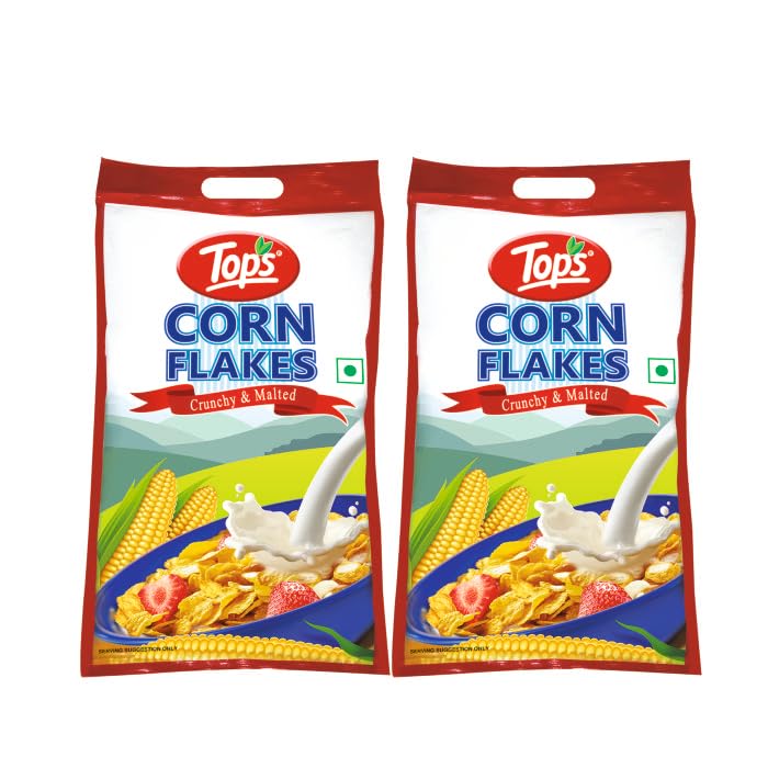 TOPS Corn Flakes 1 kg (500 gm *2 pouch) | No Added Flavour| Low Fat & Low Cholesterol | Dietary Fibre | Deliciously Crunchy | Breakfast Cereal (B0C8186DW3) Amazon Price History, Amazon Price Tracker