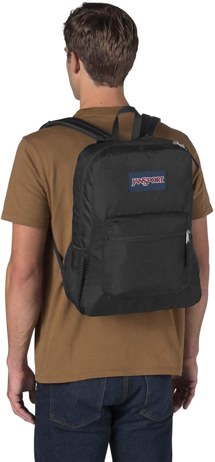 Black 600D Polyester Unisex School Backpack with Padded Straps