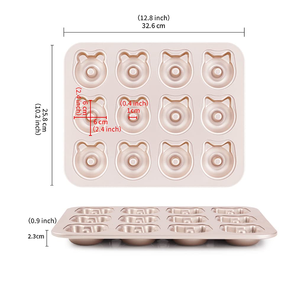 Molde para Hornear Pasteles con Forma De Panda De Gato De Dibujos Animados De 12 Tazas, Bandeja Antiadherente para Hornear Pasteles Estriados, Molde para Galletas, Galletas, Magdalenas Y Magdalenas
