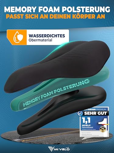 MIVELO Comfort PRO Fahrradsattel mit Memory Foam I Fahrrad Sattel Damen I Fahrradsattel Herren...