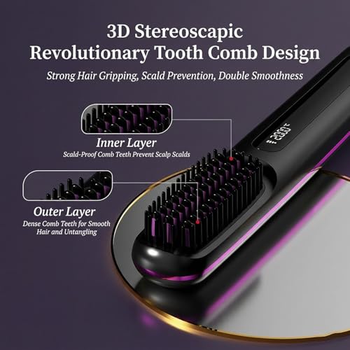 Brosse pour cheveux courts électrique pour lissage rapide bleu