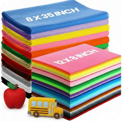 Image of Reginary 120 Pcs 8 x 12 Inch & 8 x 35 Inch Felt Sheets Bulk for Craft 40 Assorted Color Felt Fabric Squares Stiff Paper for Back to School Fall Festival Holiday DIY Craft Sewing Patchwork (Vibrant)