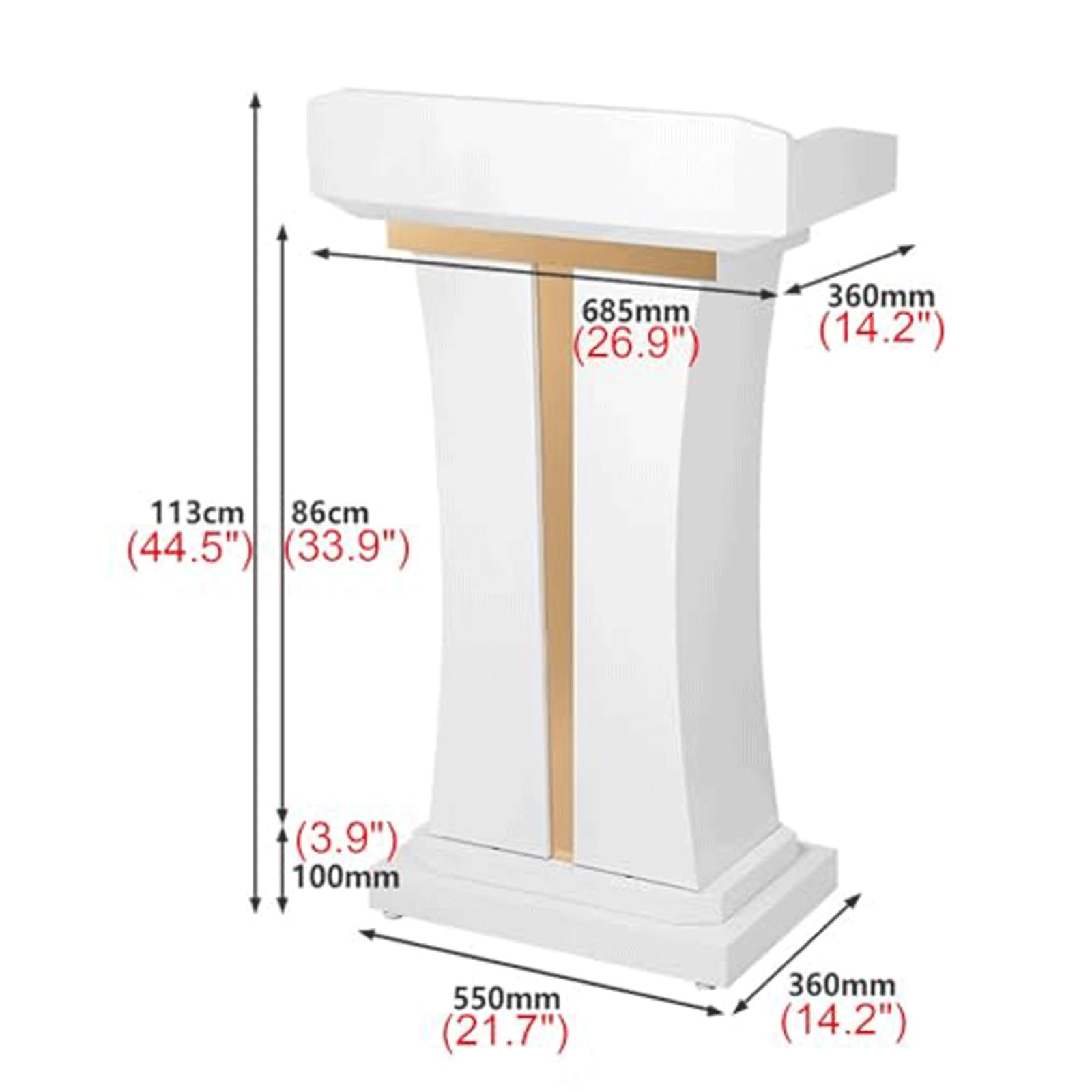 Support de Plancher de pupitre en Fer, Support d'hôtesse de Bureau de chaire d'église avec Serrure | Chaires for églises avec casiers et crédences surélevées for événements et bureaux de réception(Wit)