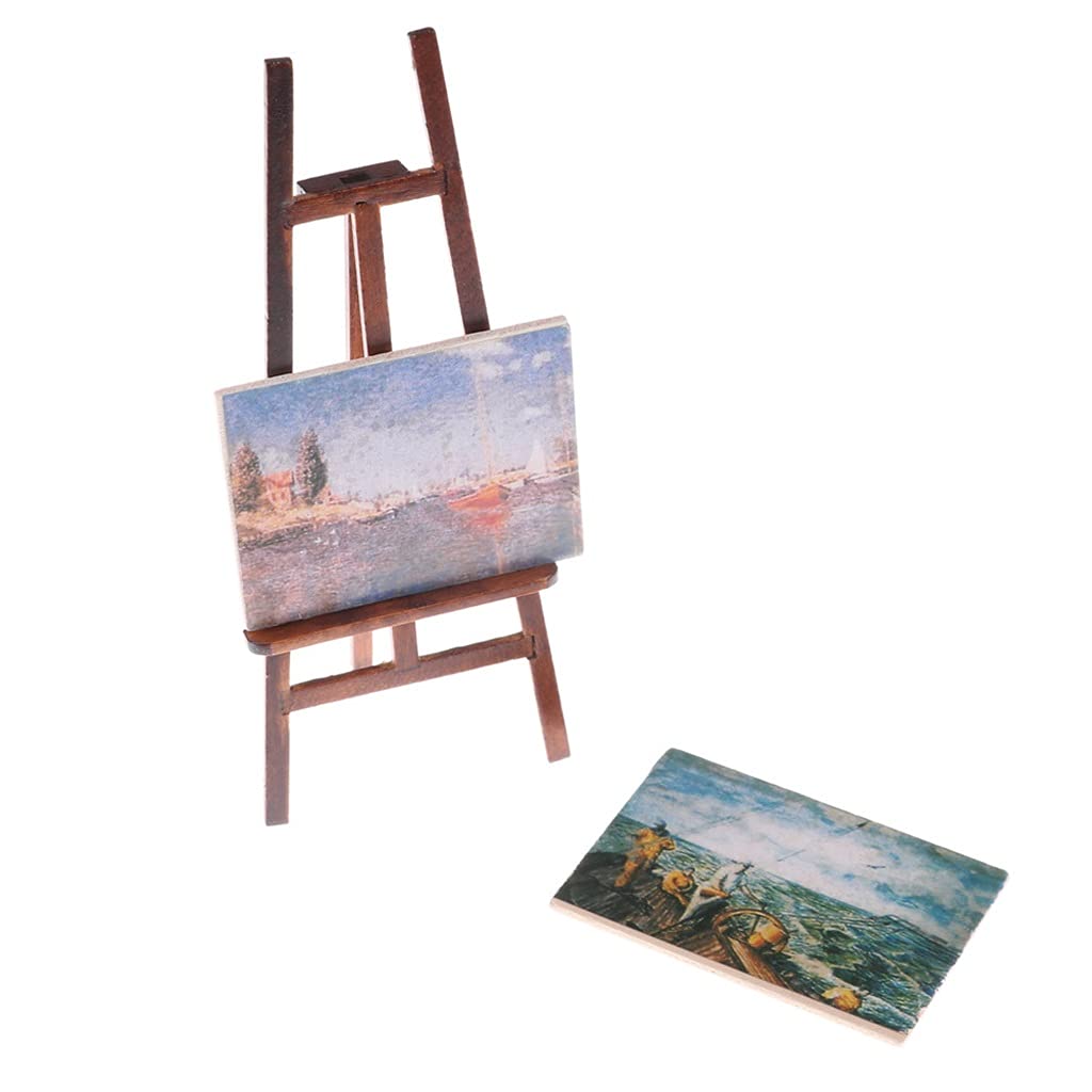 Juego de Caballete para Artista y 2 Pinturas de Madera, Mini Caballete para Artista, Tarjetero de Mesa de Madera para Boda, Soporte de exhibición, decoración