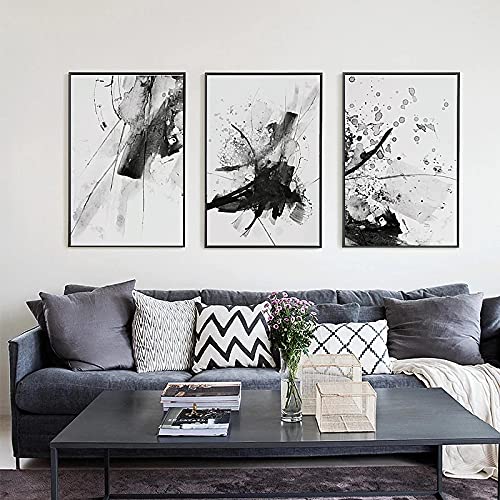 Tableau abstrait triptyque pour habiller un grand mur vide salon chambre 50x75cm
