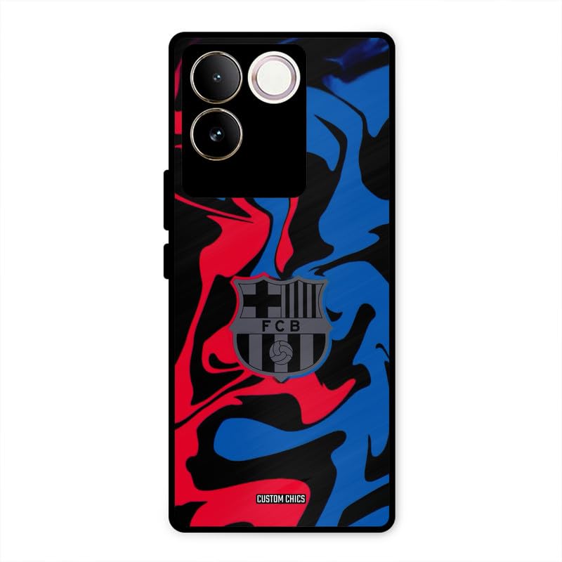 Image of PrintShield FC Barcelona Comic Back Cover for iQOO Z7 Pro, Shockproof Printed Phone Case with Soft TPU Sides & Anti-Slip Grip