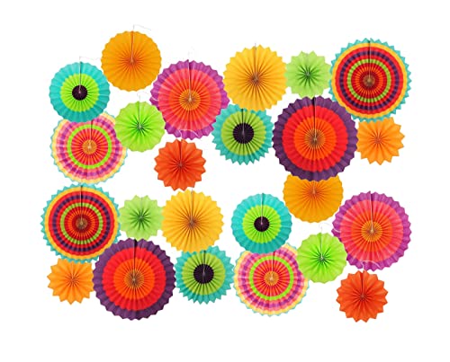 Éventails en papier nid d'abeille colorés (lot de 24) pour décoration festive
