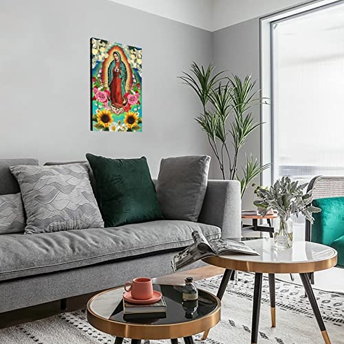 Alptec Virgen - Our Lady Of Guadalupe Religious Wall Art Poster 3 Canvas Painting Wall Art Poster For Bedroom Living Room Decor 20X30Inch(50X75Cm) Frame-Style #TOP2