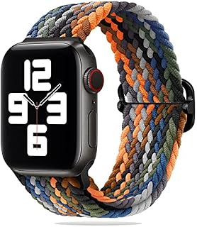 wopin Solo Loop is compatible with Apple Watch straps, applicable to apple watch series 1/2/3/4/5/6/7 generation adjustable nylon braid replacement straps, Camouflage colorful strap 42/44/45mm.