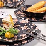Melamine Dinnerware Sets - 12pcs Dishes Dinnerware Set for Indoor and Outdoor Use, Dishwasher Safe,